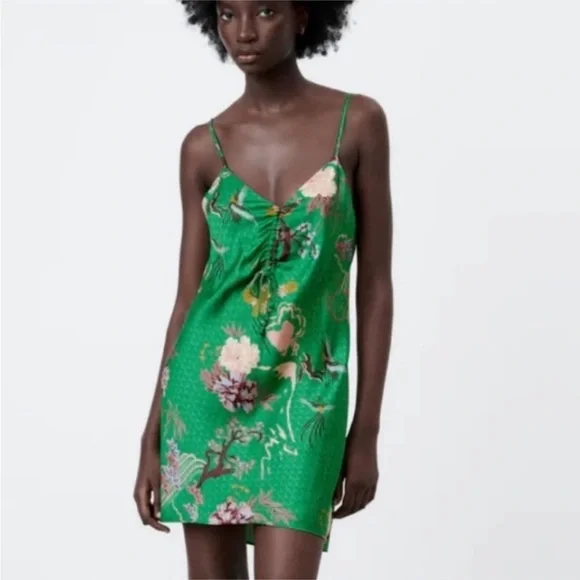 Zara Bird and Floral Slip Dress